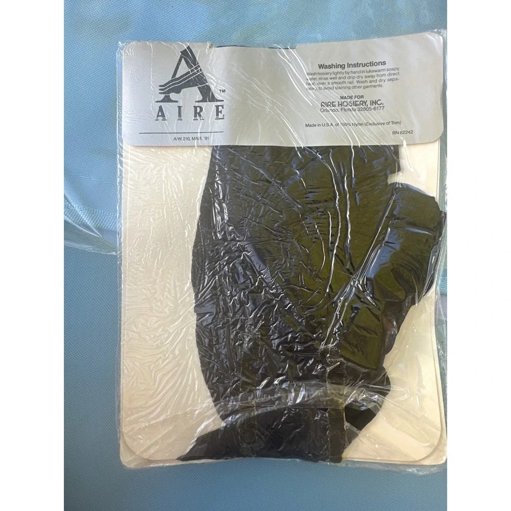 D'Airelle Black Sheer Pantyhose Vintage Hosiery Stockings 5'6